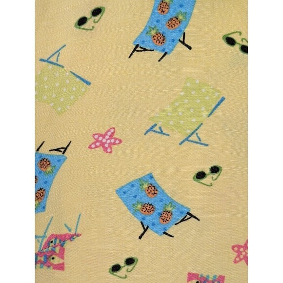 2008 Christopher & Banks Linen Blend Shirt Women Large Yellow Beach Motif Cruise - Picture 6 of 13